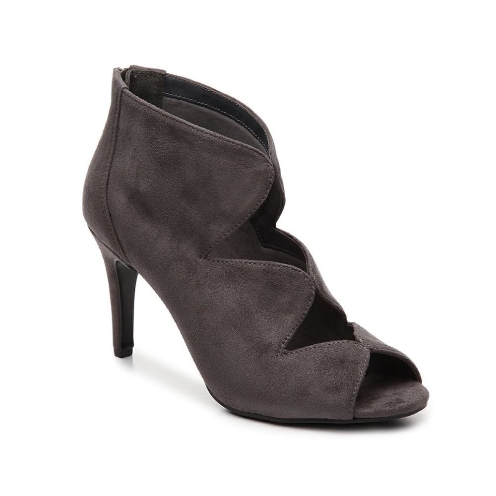 IMPO Tyra black vegan suede zip back pump heels with box 10‎